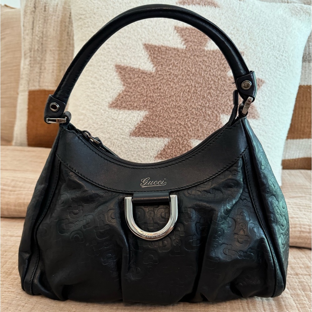 Gucci Horsebit Embossed Leather Medium Abbey Hobo Shoulder Bag